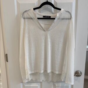 Vici—Sugarlips White V-Neck Relaxed Blouse